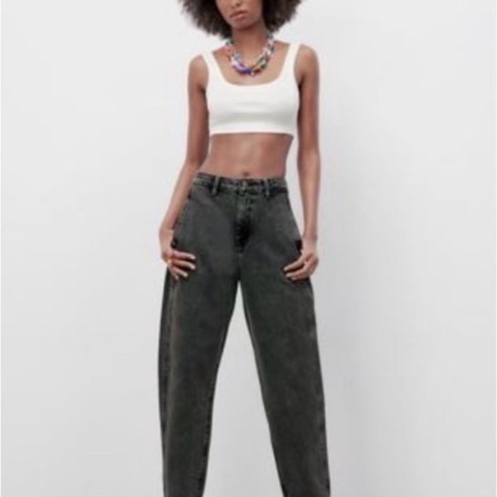 Zara barrel Black High-Waisted Jeans